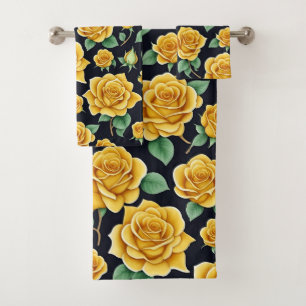 Elegante acuarela Flora Amarillo Patrón de rosas