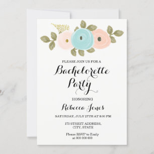 Elegante acuarela Floral Bachelorette Invitación
