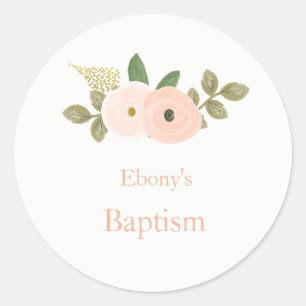 Elegante acuarela Floral Baptism Pegatina