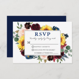 Elegante acuarela Floral Boda azul RSVP