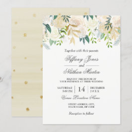 Elegante acuarela Floral Boda de oro Invitación