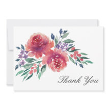 Elegante acuarela Floral Boda Gracias Tarjeta