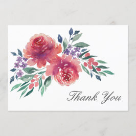 Elegante acuarela Floral Boda Gracias Tarjeta
