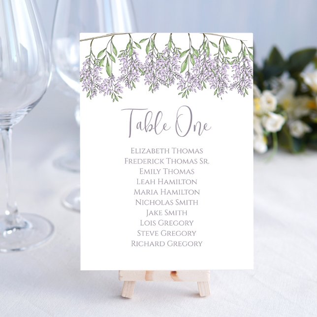 Elegante acuarela Floral Boda número de tabla (With an editable white background and simple minimalist background. )