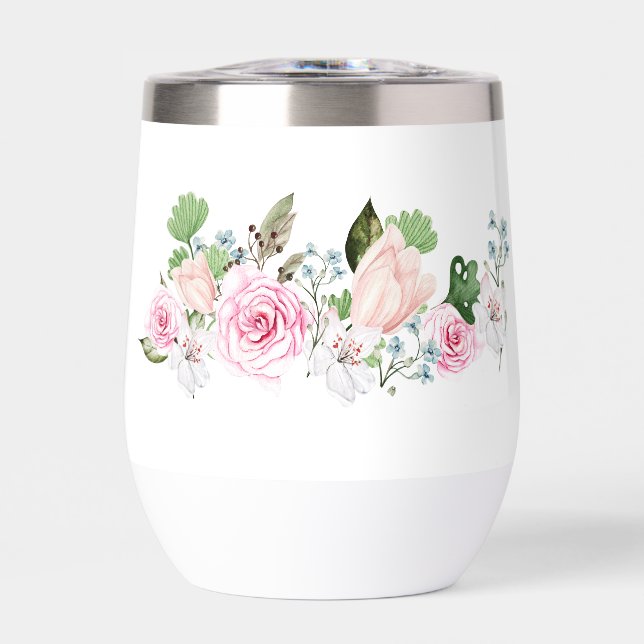 Elegante acuarela Floral Botella de agua (Frente)