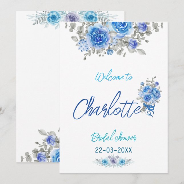 Elegante acuarela Floral Bridal Shower Invitación (Anverso / Reverso)