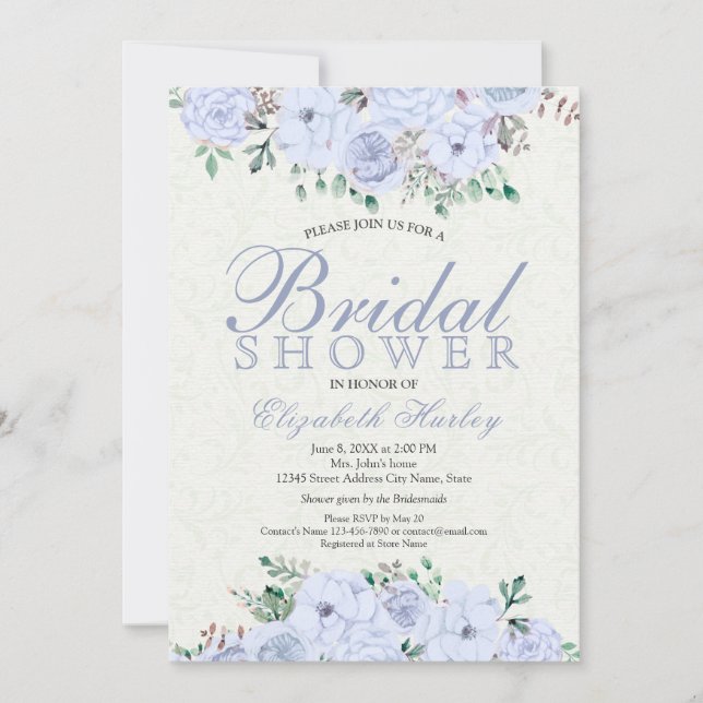 Elegante acuarela Floral Bridal Shower Invitación (Anverso)
