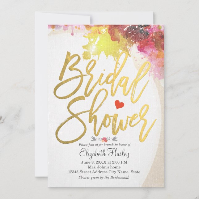 Elegante acuarela Floral Bridal Shower Invitación (Anverso)