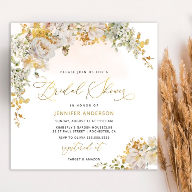 Elegante acuarela Floral Bridal Shower Invitación (Subido por el creador)