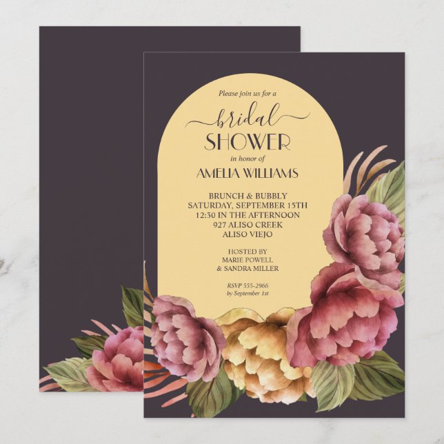 Elegante acuarela Floral Bridal Shower Invitación (Anverso / Reverso)