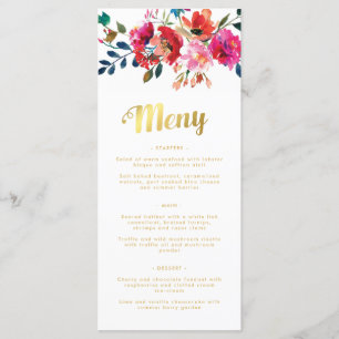 Elegante acuarela floral Menú Boda sueco