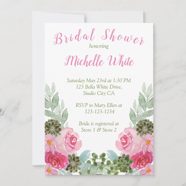 Elegante acuarela floral rosa (Anverso)