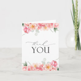 Elegante acuarela floral rosa Tarjeta de agradecim