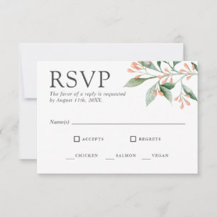 Elegante acuarela Floral RSVP con árboles