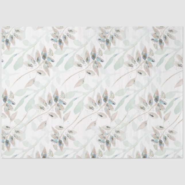 Elegante acuarela floral Verde azulado Papel de te (Anverso)