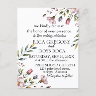 Elegante acuarela Floral Wedding Tarjeta de invita