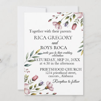 Elegante acuarela Floral Wedding Tarjeta de invita