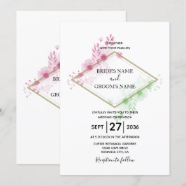 Elegante acuarela Flores Invitaciones de matrimoni