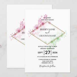 Elegante acuarela Flores Invitaciones de matrimoni