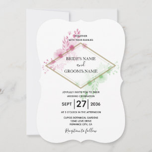 Elegante acuarela Flores Invitaciones de matrimoni