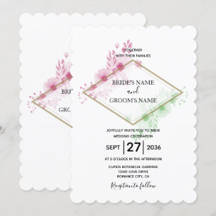 Elegante acuarela Flores Invitaciones de matrimoni