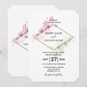 Elegante acuarela Flores Invitaciones de matrimoni