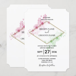 Elegante acuarela Flores Invitaciones de matrimoni