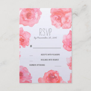 Elegante acuarela Flores rosas Boda Tarjetas RSVP