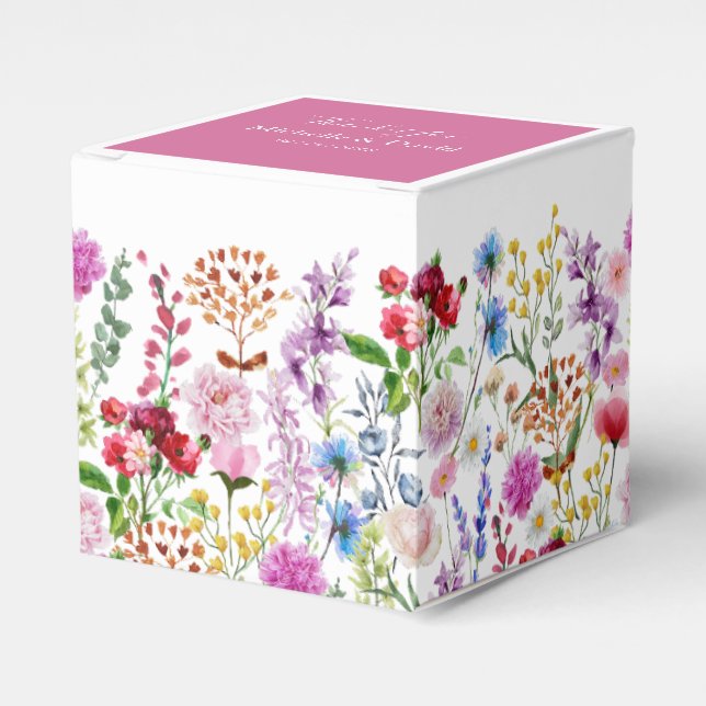 Elegante acuarela Flores silvestres caja de favore (Costado Anverso)