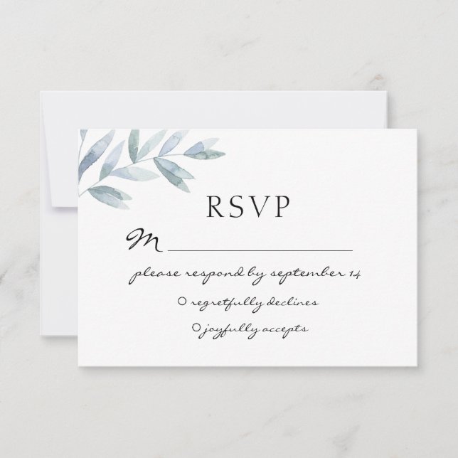 Elegante acuarela follaje boda botánica RSVP (Anverso)