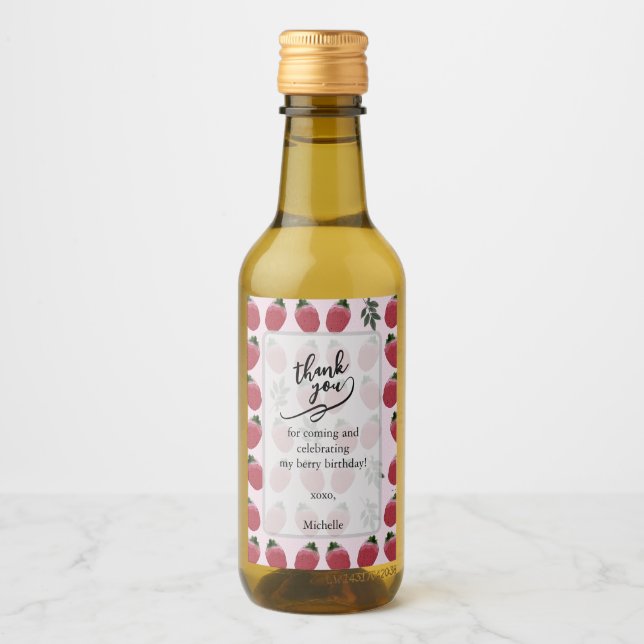 Elegante acuarela Fresa Boda de cumpleaños (Anverso)