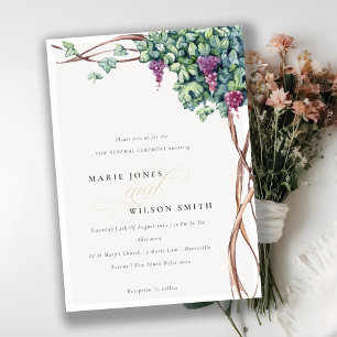 Elegante acuarela Grapevine Invitación a la renova
