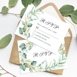 Elegante acuarela Greenary Eucalyptus RSVP Card