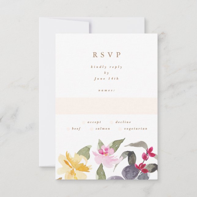 Elegante acuarela Hermosa Boda RSVP (Anverso)