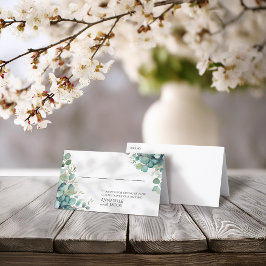 Elegante acuarela hojas tarjeta de lugar plegado