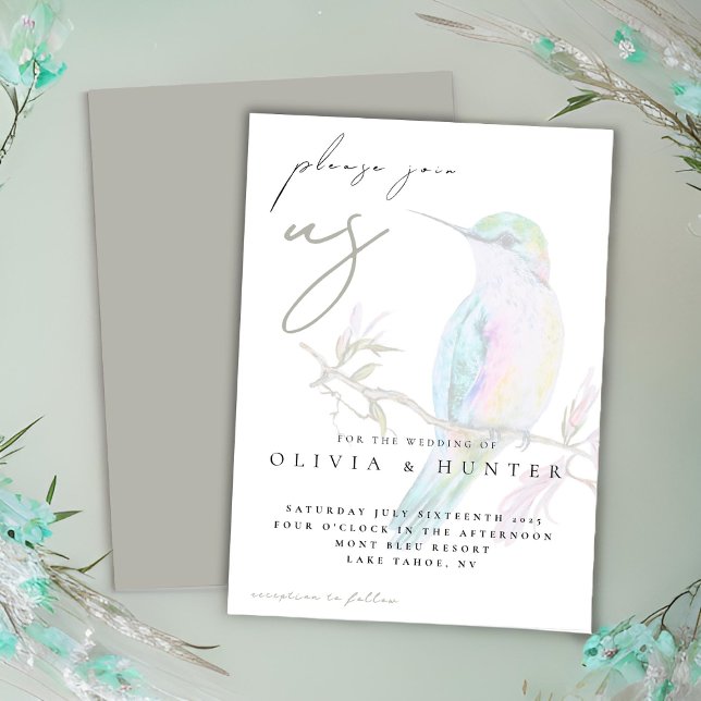 Elegante acuarela Hummingbird Invitación a la boda (Subido por el creador)