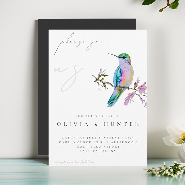Elegante acuarela Hummingbird Invitación a la boda (Subido por el creador)