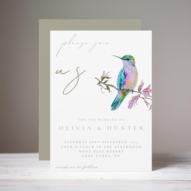 Elegante acuarela Hummingbird Invitación a la boda (Subido por el creador)