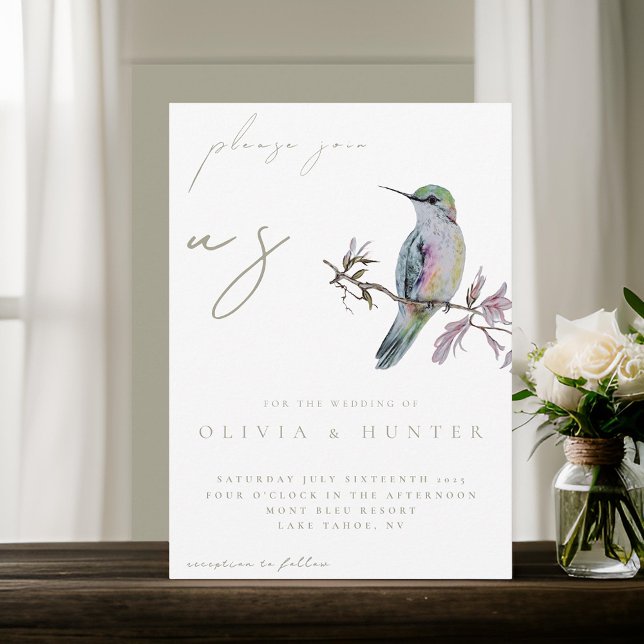 Elegante acuarela Hummingbird Invitación a la boda (Subido por el creador)
