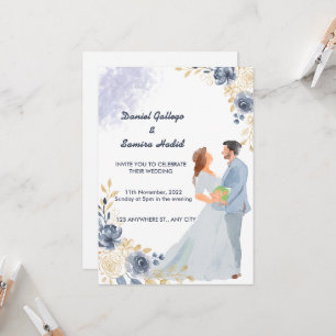 Elegante acuarela ilustrada invitación a la boda
