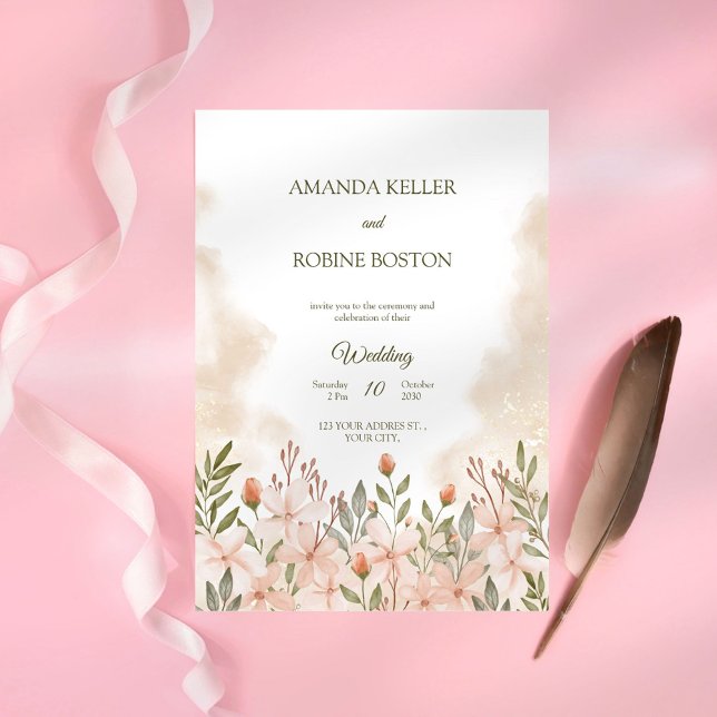 Elegante acuarela Invitación a la boda de flores s (Subido por el creador)