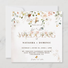Elegante acuarela Invitación a la boda de flores s