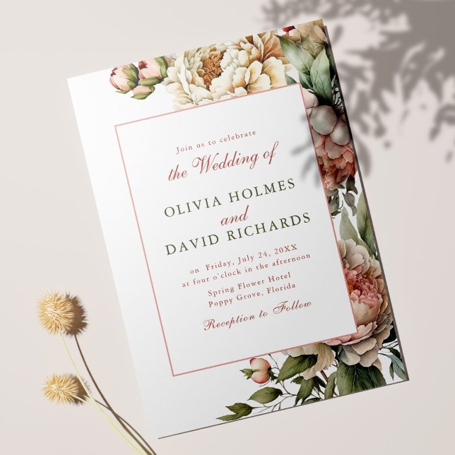 Elegante acuarela Invitación a la boda de peones (Subido por el creador)