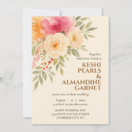 Elegante acuarela Invitación a la boda floral