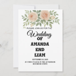 Elegante acuarela Invitación a la boda floral - Bl
