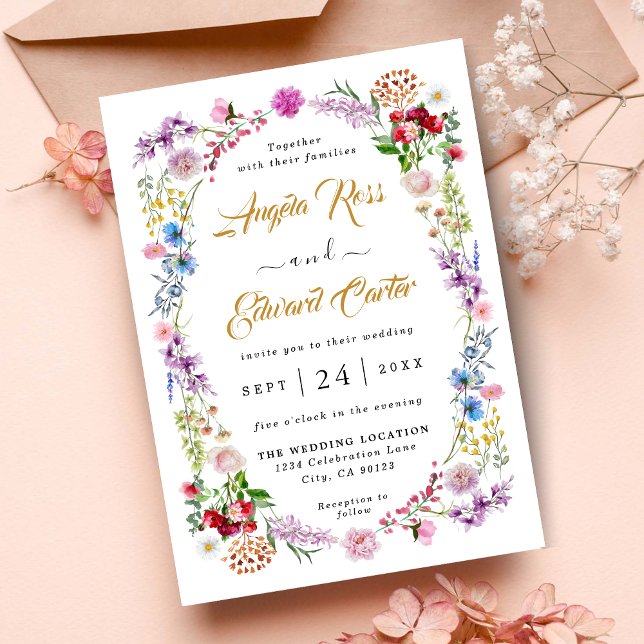 Elegante acuarela Invitación a la Boda Floral Salv (Subido por el creador)
