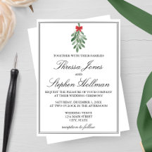 Elegante acuarela Invitación a la boda Mistletoe