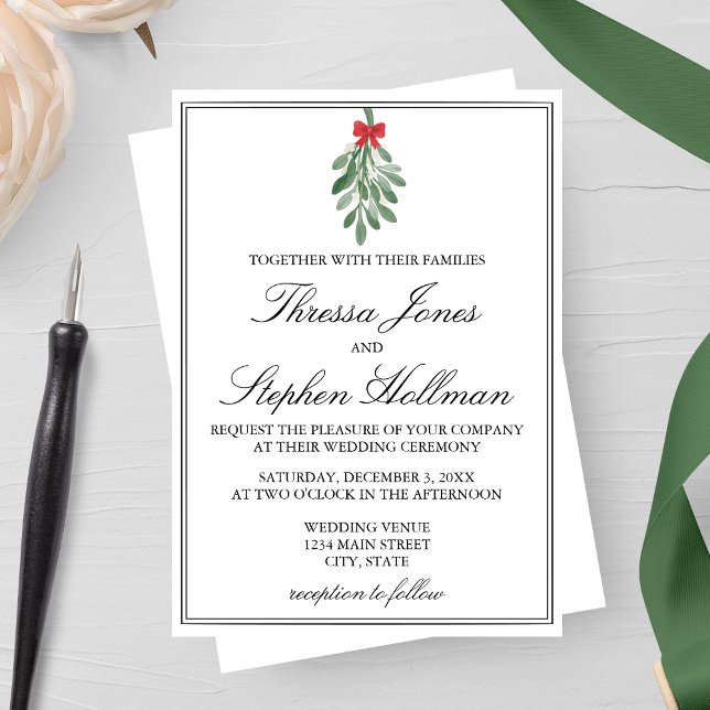 Elegante acuarela Invitación a la boda Mistletoe (Subido por el creador)