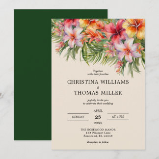 Elegante acuarela Invitación a la boda tropical