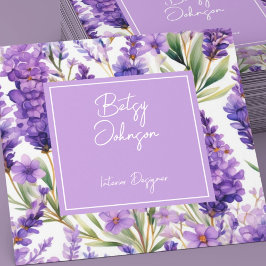 Elegante acuarela Lavanda Flores Tarjeta de Negoci